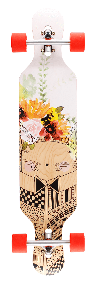 FunTomia Longboard Skateboard Drop Through Cruiser Planche Complète Avec Roulements à Billes Mach1 High Speed T-Tool Avec Et Sans Roues LED (Flex 2-25